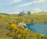 Blühende Ginsterblüten am Weinfelder Maar by Fritz von Wille, Öl auf Leinwand, sold May 2018