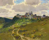 Blick auf Kornenburg im Frühjahr by Fritz von Wille, Öl auf Leinwand, sold May 2018