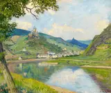Fritz von Wille, Ansicht vom Moseltal bei Cochem, Öl auf Leinwand