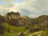 Fritz von Wille, "Frühling im Lahntal bei Kloster Arnstein", Öl auf Leinwand