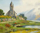 Fritz von Wille, Blick auf das Moseltal bei Müden, Öl auf Leinwand
