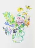 Sommerblumen im Glaskrug by Oskar Kokoschka, Farblithografie auf BFK RIVES (Wasserzeichen), sold Aug 2018