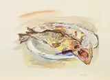 Fische by Oskar Kokoschka, Farblithografie auf Velin, sold Apr 2018