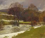 Fritz von Wille, Schneeschmelze am Reifferscheider Bach, Öl auf Leinwand