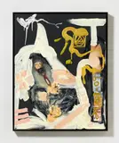 Jonathan Meese, Auktion 411, Los 359, 2008/09, Mischtechnik (Acryl, Collage, Bürste, Textil) auf Leinwand