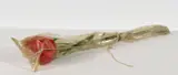 Christo, Wrapped Rose, 1968, Drei Plastikrosen umhüllt von transparentem Polyethylen, getackert und mit Garn gebunden.