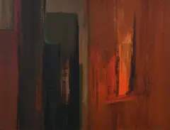 Hans Otto Müller-Erbach, Ohne Titel, 1961, Öl auf Karton. Auf Hartfaserplatte aufgezogen