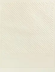 Diagonale Strukturen by Günther Uecker, 1976, Prägedruck auf Bütten, sold Sep 2018