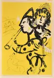 Musizierender Clown by Marc Chagall, 1957, Farblithografie auf ARCHES (Wasserzeichen), sold Aug 2018