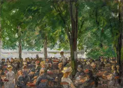 Max Liebermann, Gartenlokal an der Havel unter Bäumen, 1920 - 1922, Öl auf Leinwand