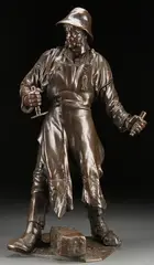 Friedrich Reusch, Steel Worker, Bronze with dark brown patina