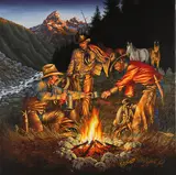 R.G. Finney, Cowboys Drinkng Coffee at Day’s End
