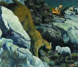 Shannon Stirnweis, Cougar Approaching Sheep