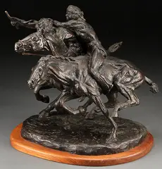 Indian Equestrian Competition by Thomas Holland, 1969, Bronze with green brown patina, offered Sep 2012