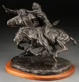 Thomas Holland, Indian Equestrian Competition, 1969, Bronze with green brown patina