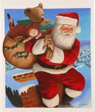 Michael Garland, Santa Entering the Chimney with a Sack of Toys, 1995, Acrylic on cold press illustration board, unframed
