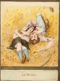 Louis Morin, Erotic Watercolor, La Moisson (The Harvest), Watercolor