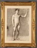 Male Nude by American School, circa 1890, Charcoal on paper, offered Sep 2012