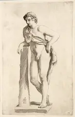 Claude Mellan, The Resting Satyr-after the sculpture by Praxiteles, Engraving on laid paper