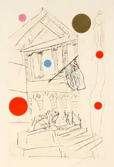 The Art Institute from Visions of Chicago Series by Salvador Dalí, Etching with stencil color on paper, offered Sep 2012