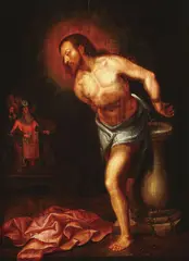 The scourging of Christ at the Pillar by Hispano-Flemish, Oil on wood panel, offered May 2012