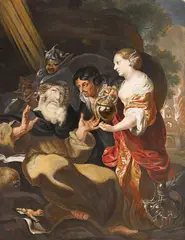 Johann Liss, The Temptation of St. Anthony, Watercolor and gouache on vellum