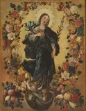 Austrian School, The Virgin Within a Floral Wreath