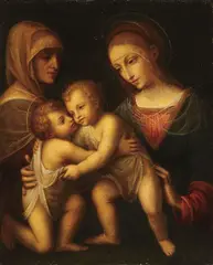 Bernardino Luini, The Madonna and Child with Infant St. John and St. Anne, Oil on canvas