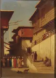 Théodore Frère, Arab Street Scene, Oil on wood panel
