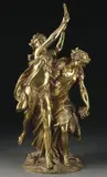 Michael Claude Clodion, Bacchanalia Group, Bronze with gold patina