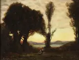 Landscape with Figure by Jean-Baptiste Camille Corot, Oil on canvas, offered May 2012