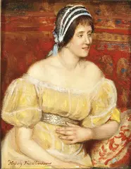 Hedwig Friedländer, Portrait of a Young Woman in a Yellow Dress, Oil on artist board