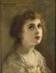 Portrait of a Young Girl by Johannes Kleinschmidt, 1883, Oil on canvas, offered May 2012
