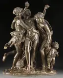 Michel Clodion, Bacchanalian Revelry, Bronze with brown patina