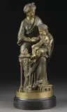 Louis Sauvageau, Femme et Amour, Le Feu, Bronze with brown patina