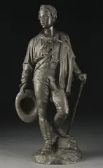 Émile-Victor Blavier, The Young Traveler, Bronze with dark brown patina