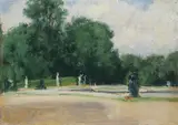 John Singer Sargent, Park Scene, Oil on board panel, unframed