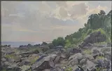 Erik William Johnson, Coastal Landscape, Oil on masonite