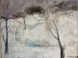 Elias Newman, Winter in North Salem, New York, Oil on artist board/masonite
