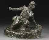 Alphonse Grebel, In the Trenches, circa 1918, Bronze with greenish brown patina