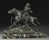 Edouard Drouot, Polish Hunter on Horseback with Dog