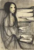 Michelle Michaux, A Woman Playing a Bongo Drum-1959, 1960, Charcoal on paper