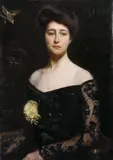 John Singer Sargent, Portrait of a Woman in Lace Dress in Front of Oriental Screen, Oil on canvas