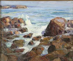 Ivan Summers, Surf and Rocks at Gloucester, Massachusetts, Oil on canvas