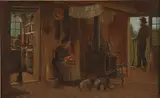 Charles Markham, Rural Cabin Interior Scene, Oil on canvas