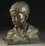 Joseph M. Kratina, Bust of a Young Boy, 1943, Bronze with verdis gras patina