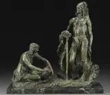 Attilio Piccirilli, A Modelo of an Indian Grouping, Bronze with verdi gras patina