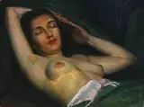 Joseph Newman, Reclining Female Nude, circa 1940, Oil on artist board