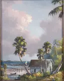 Harold Newton, Florida Shoreline on a Cloudy Day, Oil on board