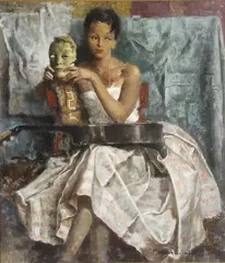 Béla Kontuly, The Mask, Oil on canvas